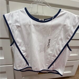 SHUG White and navy Women's Blouse